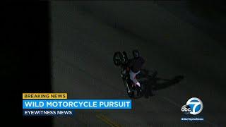 Dirt bike flees police in wild chase through Hollywood