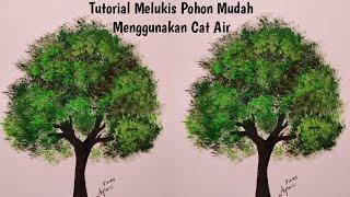 Tutorial Melukis Pohon Mudah Menggunakan Cat Air | tampak seperti asli | Easy Painting tree Tutorial