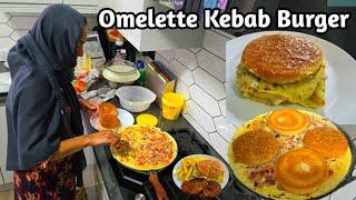I Made Special Omelette Kebab Burger For Father In Law | FAMILY Enjoyed  Evening Dinner