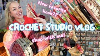 Crochet with me / Studio Vlog - Furls hooks, shop with me, organize yarn & hang out