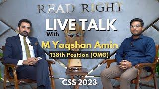 Live talk with Yaqshan Amin138th position in CSS 2023