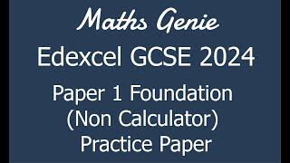 Edexcel GCSE 2024 Foundation Paper 1 (Non Calculator) Revision Practice Paper