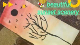 Beautiful sunset scenery |for beginners  #art #thethrillingarts