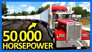 50,000 Horsepower vs World's LONGEST Road Train in American Truck Simulator...