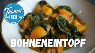 Filling, healthy and cheap - bean stew with kale and potatoes