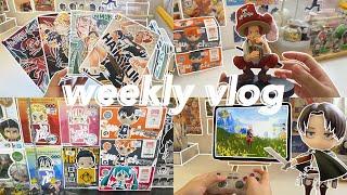 manga & nendoroid shopping, anime haul, playing genshin impact, food, drawing vlog  ep. 11