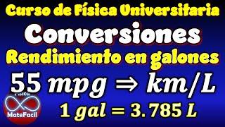 1.9 Rendimiento de motor en millas por galón, convertir a kilómetros por litro - Física Sears