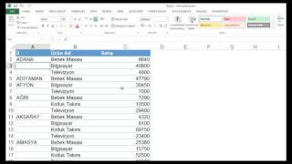 Excel'de Boşluk Doldurma