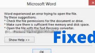 How To Fix Word Experienced An Error Trying To Open The File