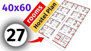 40x60 | PG Hostel Plans and Designs | 1 rk rent purpose house plan | PG Design Plan