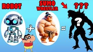 I Merged ROBOT and SUMO WRESTLER to make a NEW CREATURE to FIGHT ALL UNITS with SHINCHAN and CHOP