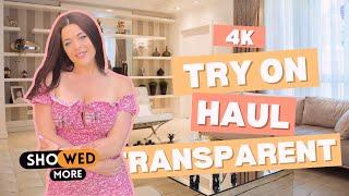 [4K USA]  PINK CUTE TRANSPARENT DRESS TRY ON HAUL | 2024