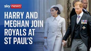 Harry and Meghan join royals as they leave St Paul's Cathedral