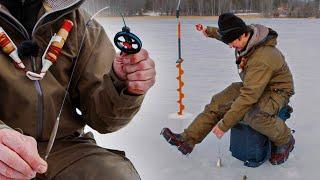 Pimple fishing for perch - follow the ice-fishing pros jigging from the ice