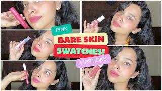 Bare Skin Swatches Top 5 Favourite Pink Lipsticks for Indian Skin Tone - Korean, Etude, Maybelline