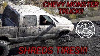 Chevy Silverado Monster Truck Shreds Tires at Azusa Canyon! Dirtnation Offroad Extra