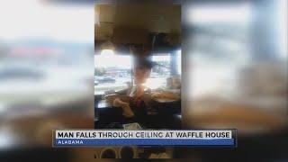 Man falls through Waffle House ceiling