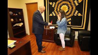 Lumbee Chairman Lowery Honors Miss Indian N.C. Kaitlyn Deal with Eagle Feather for her Service