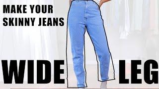 How To Turn Your Skinny Jeans into Wide Legs SUPER EASY!