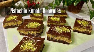 Pistachio kunafa Brownies || Dubai Kunafa Brownies || Viral Chocolate Bar Inspired Recipe - RKC