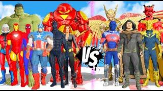 THE AVENGERS COMICS VS TEAM BLACK ADAM MOVIES - SUPERHEROES BATTLE