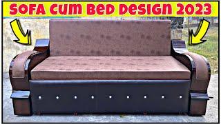 New Design 2023 - Walnut Painted Sofa Bed | Wooden sofa cum bed #sofacumbed #shorts