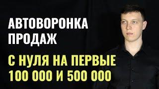 Пример автоворонки на первые 100 000 и 500 000 рублей. Схема автоворонки с примером #MadFunnels.ru