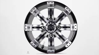 12" Tempest Machined & Black Golf Cart Wheel by Golf Cart King