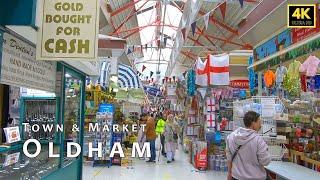 Oldham town centre, Tommyfield Market Hall and Open Market, Greater Manchester, The U.K.