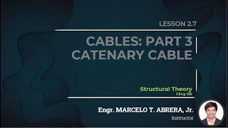 CABLES: PART 3 CATENARY CABLE | STRUCTURAL THEORY