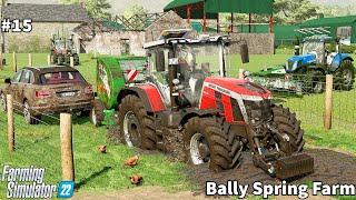 Feeding Animals, Mowing & Baling Hay With Massey Ferguson Tractors│Bally Spring│FS 22│Timelapse#15