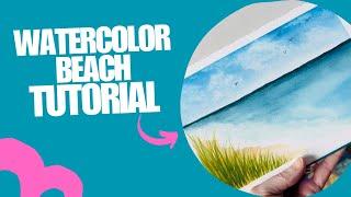 How to paint a simple beach in watercolor!