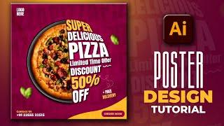 Illustrator CC Tutorial | Graphic Design | Modern Pizza Poster Design