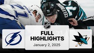 NHL Highlights | Lightning vs. Sharks | January 02, 2025