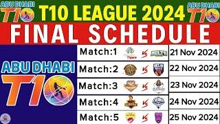 Abu Dhabi T10 League 2024 Schedule, Date, Teams, Timing, Venues | T10 League 2024 | Final Schedule