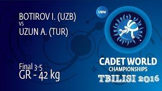 BRONZE GR - 42 kg: I. BOTIROV (UZB) df. A. UZUN (TUR), 3-1