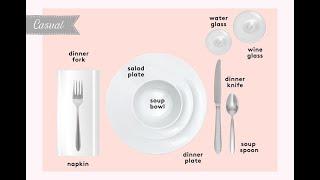 Table Settings Basic, Casual, and Formal Table Settings