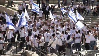 Jewish nationalists gather near Damascus Gate on Jerusalem Day | AFP