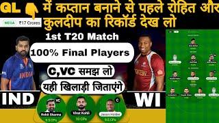 IND vs WI 1st T20 fantasy team today match | ind vs wi T20 fantasy team