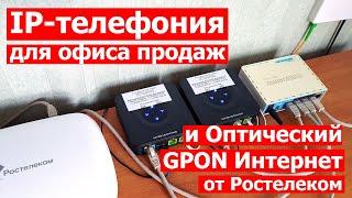 IP-телефония для офиса продаж и Оптический GPON Интернет oт Pocтeлeкoм. Вариант подключения.