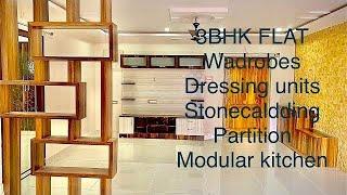 3BHK COMPLETE INTERIOR DESIGN HYDERABAD | SIMPLE INTERIOR DESIGN| MODULAR KITCHEN | PARTITION |