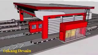 Desain 3D Model Gerbang Toll | 3D model sketch up