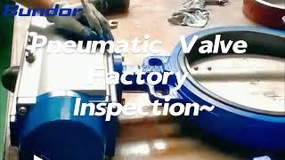 The pneumatic butterfly valve is under factory inspection.