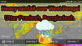 Heavy rainfall over West Bengal, Uttar Pradesh, Bangladesh. Heat wave continue over Northwest India.