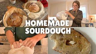 How I Make Homemade Sourdough Step by Step with Time Stamps!