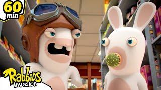 The rabbits are locked in... How to escape? | RABBIDS INVASION  | 1H Compilation | Cartoon for kids