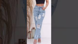 Calça Jeans Feminina Mom com Bolsos e Cintura Alta #achadinhos #modafeminina #shein