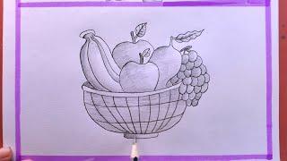 how to draw Fruits Basket/Drawing easy Fruits