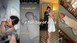 REALISTIC DAY OF NAPS with my 12 week old newborn  sleep training, sleep sack, 30 minute naps!