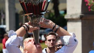 World Record: Most Swords Swallowed at ONCE: 29 Swords by Guinness World Record Sword Swallower